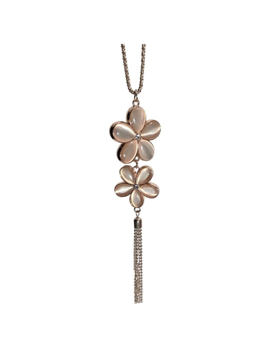 Gold-Tone Floral Pendant Necklace Chain Tassel fairycore womens fashion jewelry